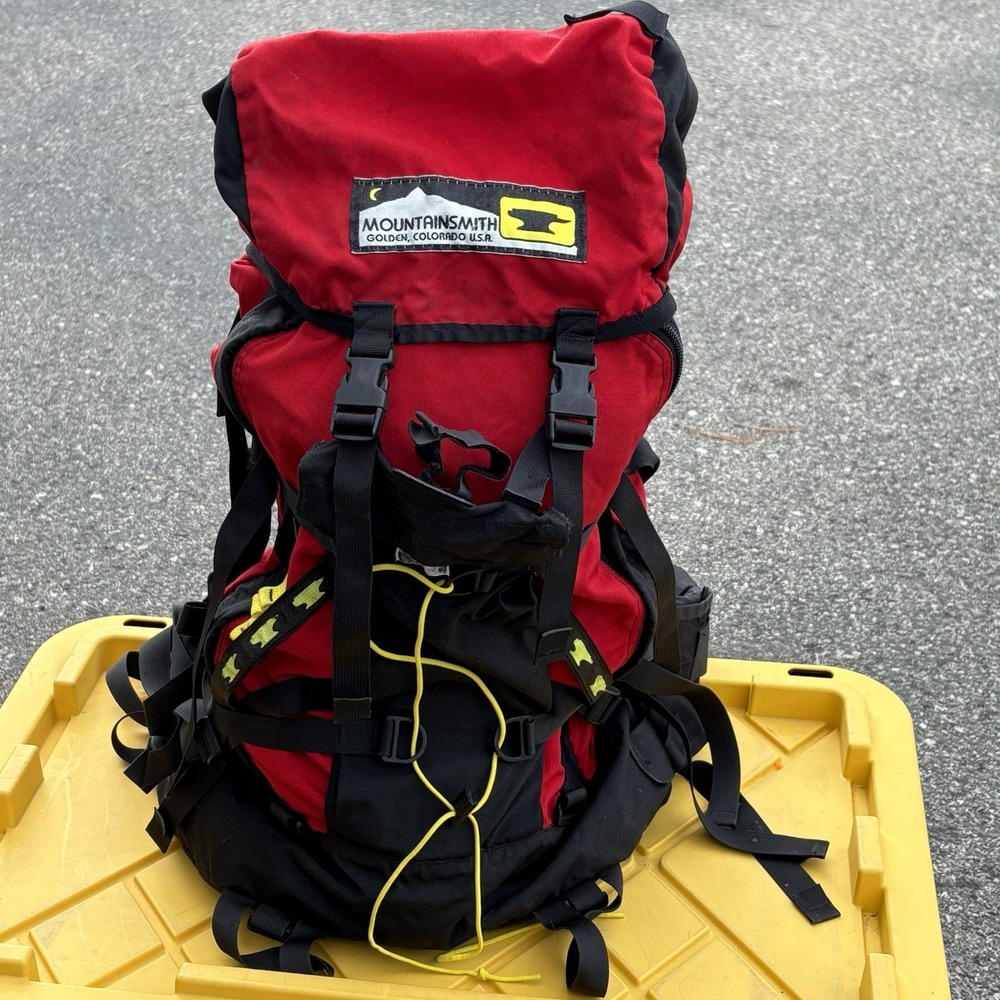 Vintage Mountainsmith Internal Frame Hiking Backpack 90s Padded Bag USA Red